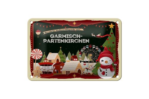 Blechschild Weihnachten Grüße GARMISCH-PARTENKIRCHEN Geschenk 18x12cm