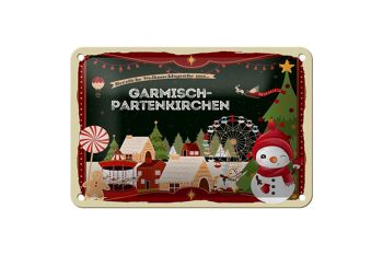 Plaque en tôle Vœux de Noël GARMISCH-PARTENKIRCHEN cadeau 18x12cm 1