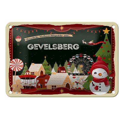 Blechschild Weihnachten Grüße GEVELSBERG Geschenk Deko Schild 18x12cm