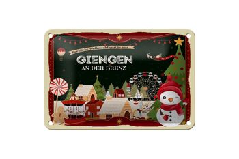 Plaque en étain Vœux de Noël GIENGEN AN DER BRENZ cadeau 18x12cm 1