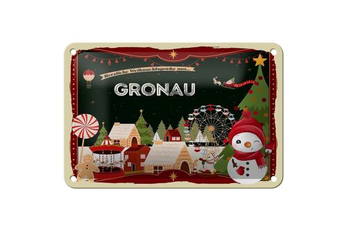 Blechschild Weihnachten Grüße aus GRONAU Geschenk Deko Schild 18x12cm