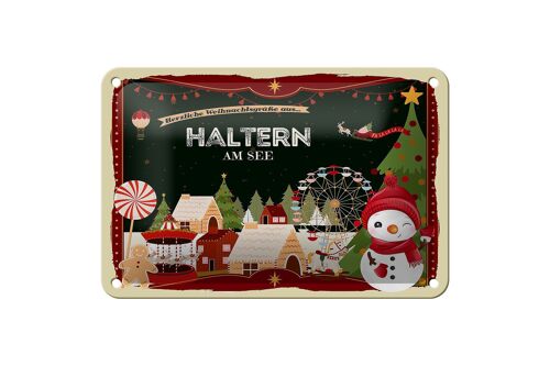Blechschild Weihnachten Grüße aus HALTERN AM SEE Geschenk Deko 18x12cm