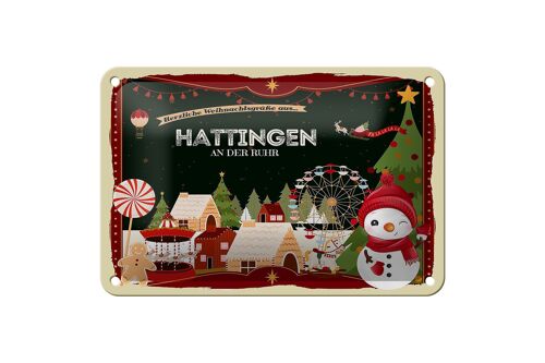 Blechschild Weihnachten Grüße HATTINGEN AN DER RUHR Geschenk 18x12cm