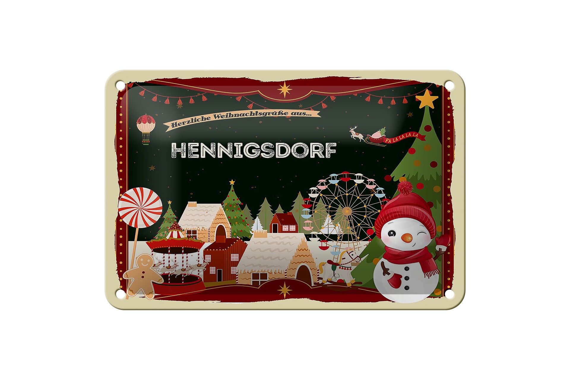 Targa in metallo Auguri di Natale HENNIGSDORF Targa decorativa regalo 18x12 cm