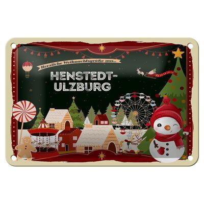 Blechschild Weihnachten Grüße HENSTEDT-ULZBURG Geschenk Deko 18x12cm