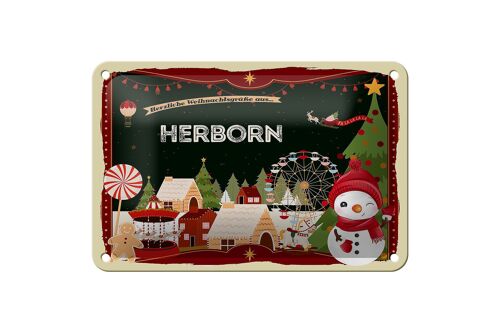 Blechschild Weihnachten Grüße aus HERBORN Geschenk Deko Schild 18x12cm