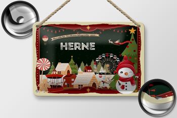 Panneau en étain Salutations de Noël de HERNE, panneau décoratif cadeau 18x12cm 2