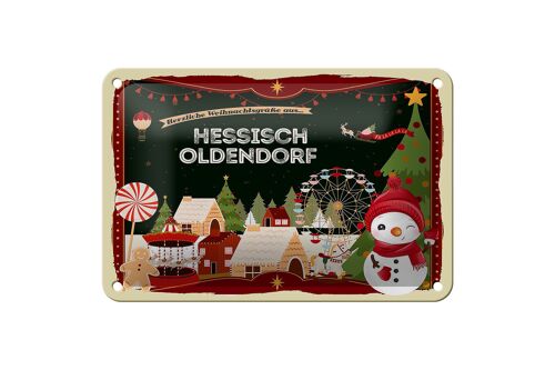 Blechschild Weihnachten Grüße HESSISCH OLDENDORF Geschenk Deko 18x12cm