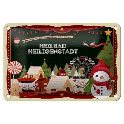 Cartel de chapa Saludos navideños HEILBAD HEILIGENSTADT regalo 18x12cm