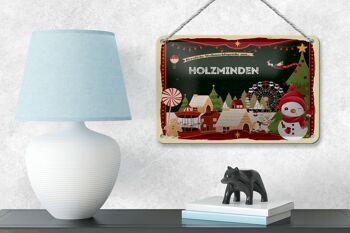 Signe en étain Salutations de Noël HOLZMINDEN cadeau signe décoratif 18x12cm 4