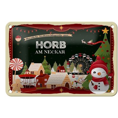 Blechschild Weihnachten Grüße aus HORB AM NECKAR Geschenk Deko 18x12cm