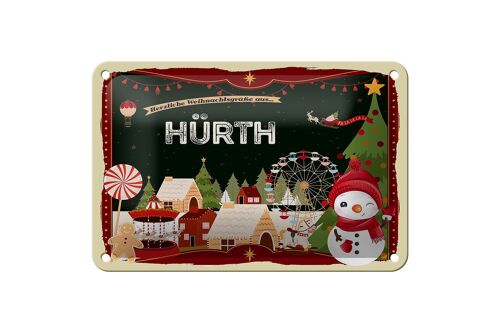 Blechschild Weihnachten Grüße aus HÜRTH Geschenk Deko Schild 18x12cm