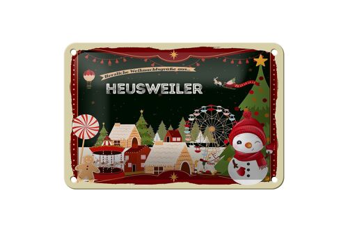 Blechschild Weihnachten Grüße HEUSWEILER Geschenk Deko Schild 18x12cm