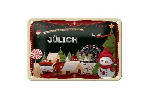 Blechschild Weihnachten Grüße aus JÜLICH Geschenk Deko Schild 18x12cm