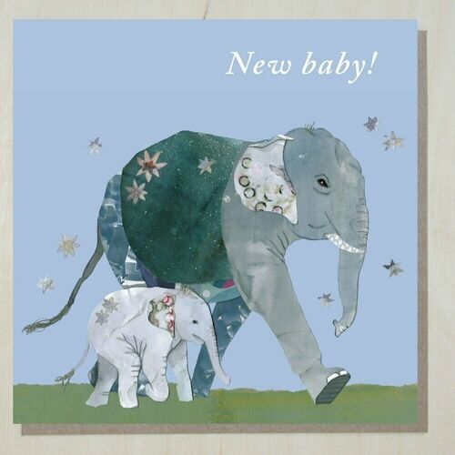 WND233 new baby card (elephants)