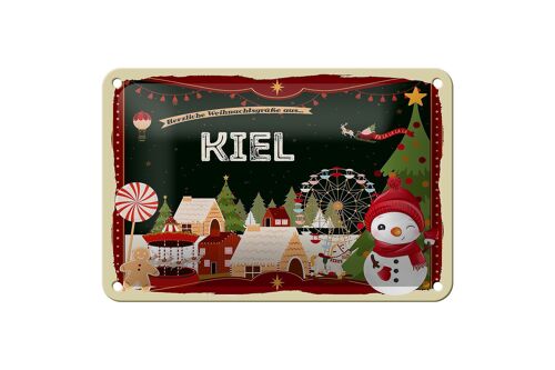 Blechschild Weihnachten Grüße KIEL Geschenk FEST Deko Schild 18x12cm