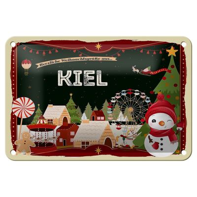 Blechschild Weihnachten Grüße KIEL Geschenk FEST Deko Schild 18x12cm