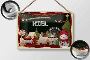 Panneau en étain pour vœux de Noël, cadeau KIEL, panneau décoratif FEST, 18x12cm 2
