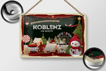 Panneau en étain "Vœux de Noël" KOBLENZ AM RHEIN, décoration cadeau 18x12cm 2