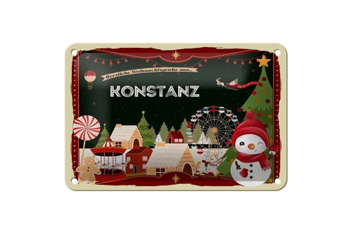 Blechschild Weihnachten Grüße KONSTANZ Geschenk Deko Schild 18x12cm