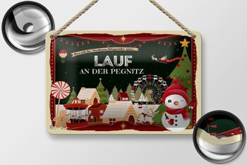 Panneau en étain "Vœux de Noël" LAUF AN DER PEGNITZ, décoration cadeau 18x12cm 2