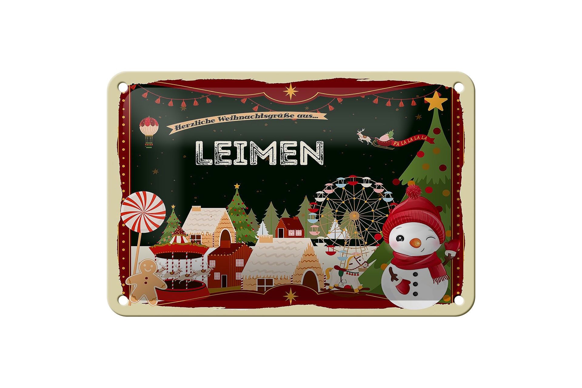 Targa in metallo auguri di Natale LEIMEN regalo FEST targa decorativa 18x12 cm