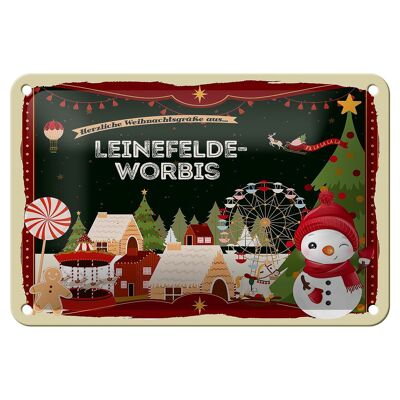 Plaque en tôle Salutations de Noël LINEFELDE-WORBIS Décoration cadeau 18x12cm