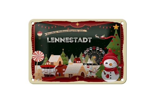 Blechschild Weihnachten Grüße LENNESTADT Geschenk Deko Schild 18x12cm