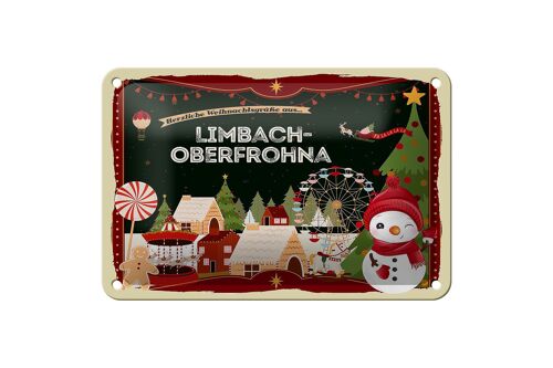 Blechschild Weihnachten Grüße LIMBACH-OBERFROHNA Geschenk Deko 18x12cm