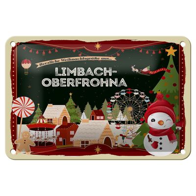 Tin sign Christmas greetings LIMBACH-OBERFROHNA gift decoration 18x12cm
