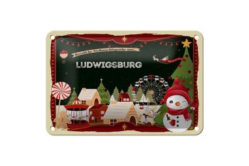 Signe en étain Salutations de Noël LUDWIGSBURG cadeau signe décoratif 18x12cm 1