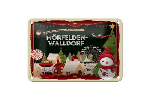 Blechschild Weihnachten Grüße MÖRFELDEN-WALLDORF Geschenk Deko 18x12cm