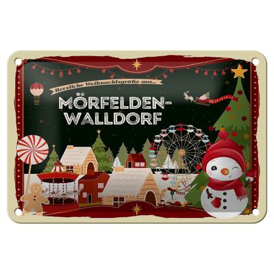 Targa in metallo auguri di Natale MÖRFELDEN-WALLDORF decorazione regalo 18x12 cm