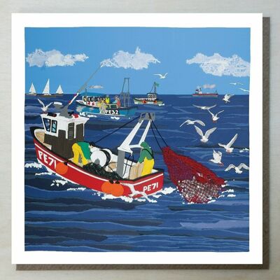 Tarjeta de barco de pesca WND58 (gaviotas)