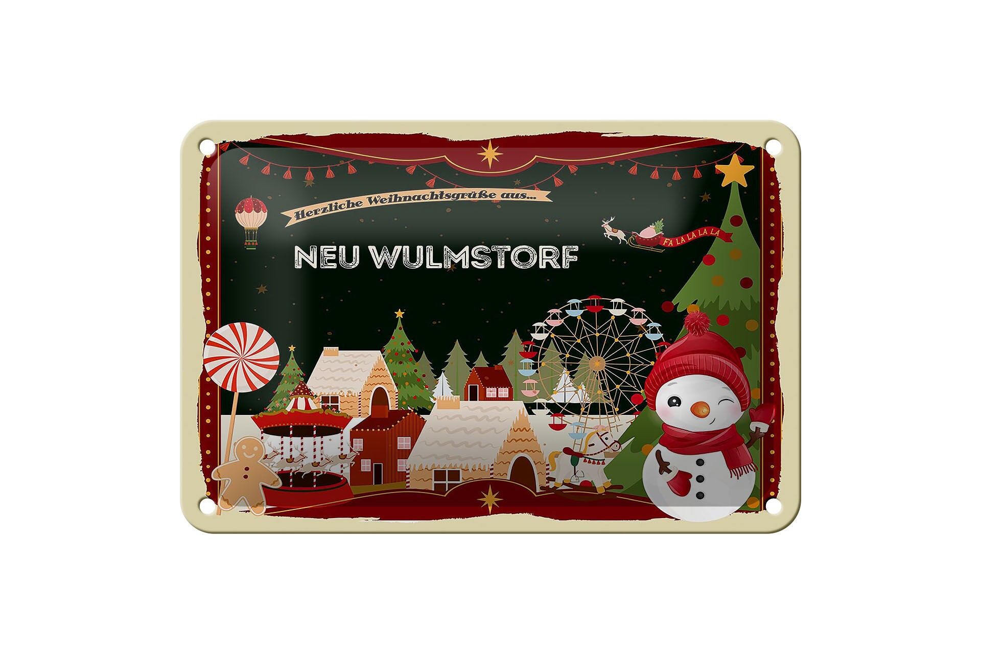 Blechschild Weihnachten Grüße aus NEU WULMSTORF Geschenk Deko 18x12cm
