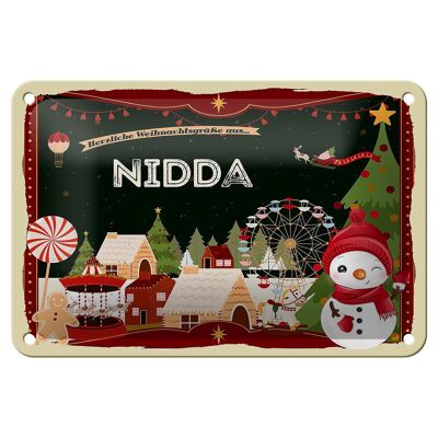 Cartel de chapa Saludos navideños NIDDA regalo FEST cartel decorativo 18x12cm