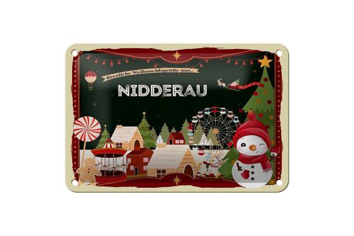 Blechschild Weihnachten Grüße NIDDERAU Geschenk Deko Schild 18x12cm