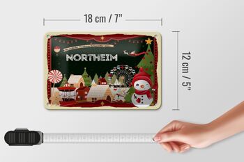 Panneau en étain "Vœux de Noël" NORTHEIM, panneau décoratif cadeau 18x12cm 5