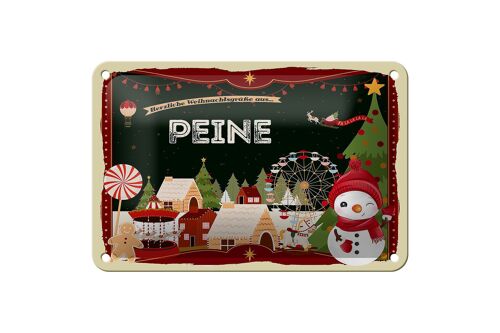Blechschild Weihnachten Grüße aus PEINE Geschenk Deko Schild 18x12cm
