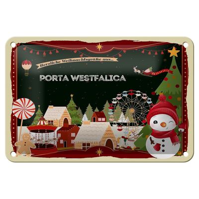 Cartel de chapa Saludos navideños de PORTA WESTFALICA cartel decorativo 18x12cm