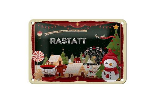 Blechschild Weihnachten Grüße aus RASTATT Geschenk Deko Schild 18x12cm