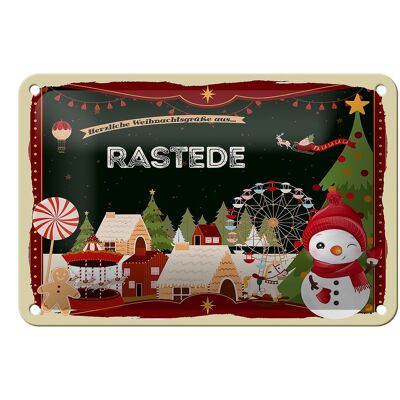 Blechschild Weihnachten Grüße aus RASTEDE Geschenk Deko Schild 18x12cm