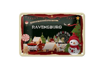 Panneau en étain Salutations de Noël RAVENSBOURG cadeau signe décoratif 18x12cm 1