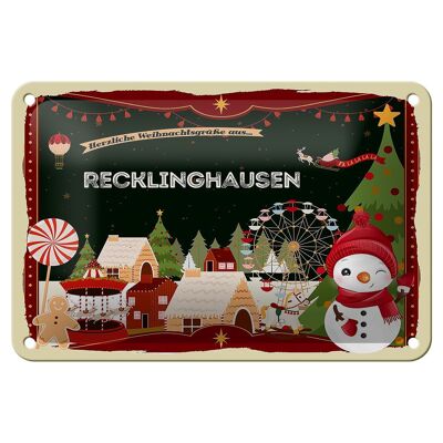 Tin sign Christmas greetings from RECKLINGHAUSEN gift decoration 18x12cm