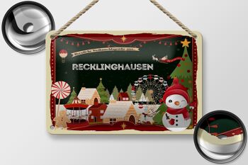 Plaque en tôle Salutations de Noël de RECKLINGHAUSEN, décoration cadeau 18x12cm 2