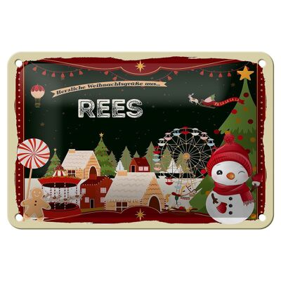 Targa in metallo Auguri di Natale di REES, cartello decorativo regalo 18x12 cm