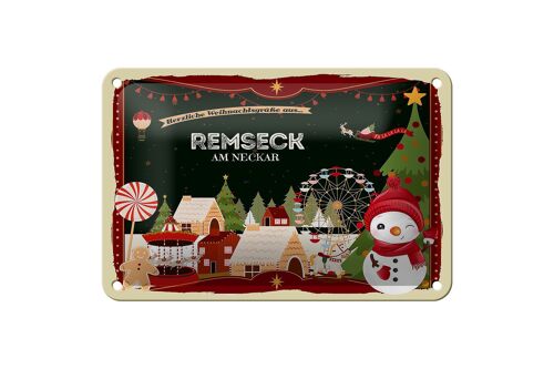 Blechschild Weihnachten Grüße REMSECK AM NECKAR Deko Schild 18x12cm