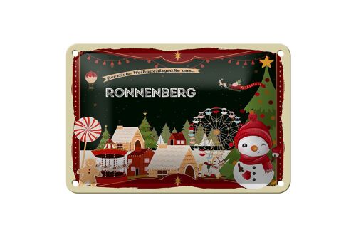 Blechschild Weihnachten Grüße RONNENBERG Geschenk Deko Schild 18x12cm