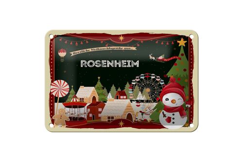 Blechschild Weihnachten Grüße ROSENHEIM Geschenk Deko Schild 18x12cm