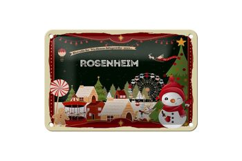 Panneau en étain Vœux de Noël ROSENHEIM, panneau décoratif cadeau 18x12cm 1